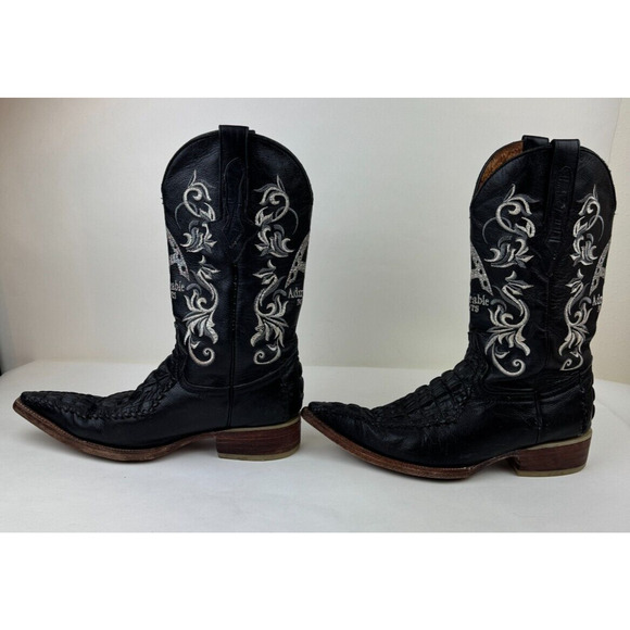 Admirable Boots Mens Sz 9 Black Leather Snip-Toe Western Cowboy Boots main image 13